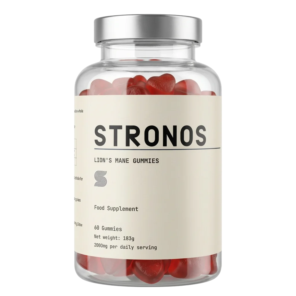 Stronos Lion's Mane gummies jar